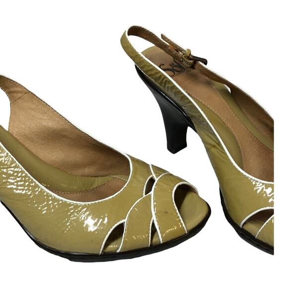Sofft Slingback Heels Peep Toe Patent Leather Dress Shoes Women's - Picture 6 of 11